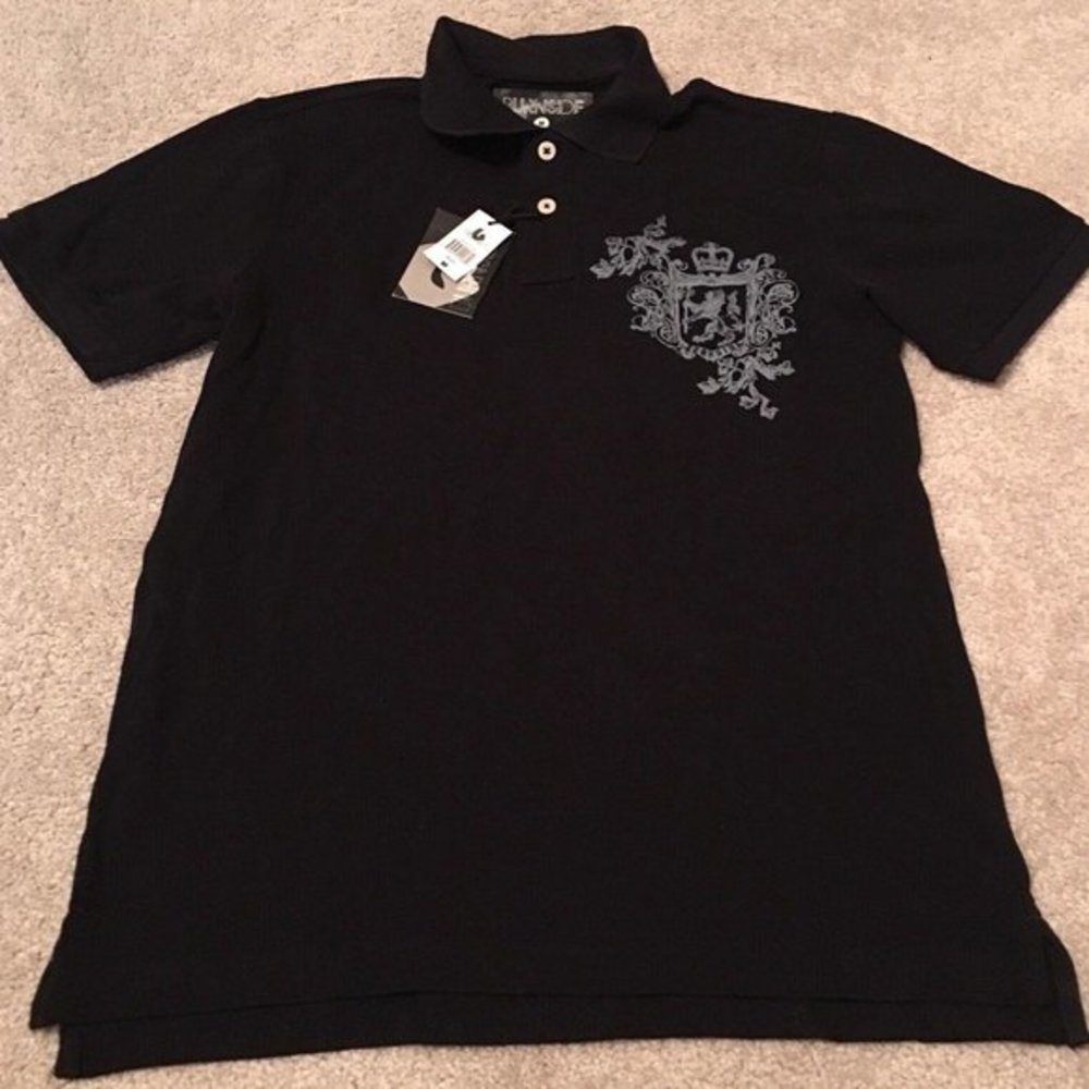 Men’s Burnside Black Collared T Shirt Size M Medium NWT